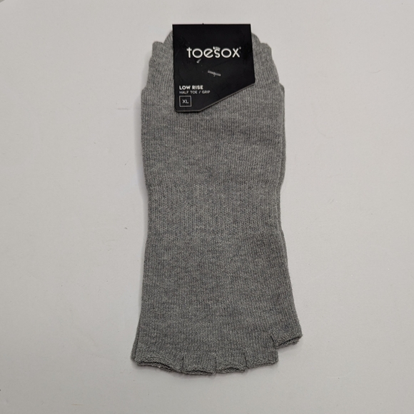 Toesox Light Gray Women's Low Rise Yoga Socks Five Toe XL Extra Large - Picture 1 of 4